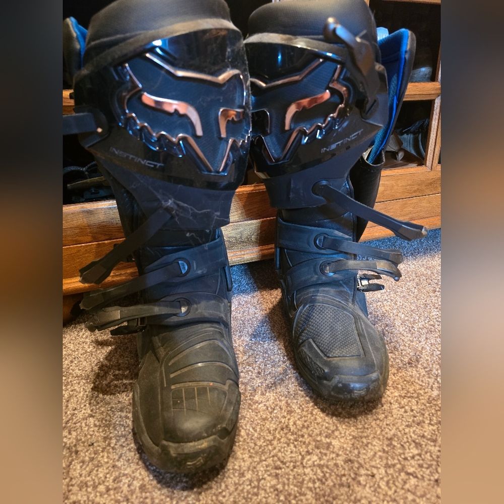 Fox Men's Black and Blue Off-Road Boots